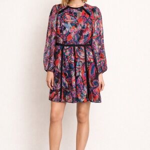 Vince Camuto Women's Metallic Chiffon Fit & Flare Dress-sz 6 NWT